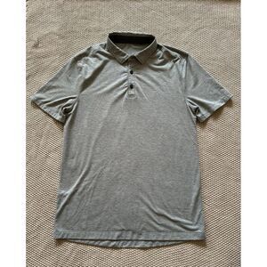 Lululemon Mens Short Sleeve Polo Shirt Gray Athletic Golf‎ Button Collar Sz M